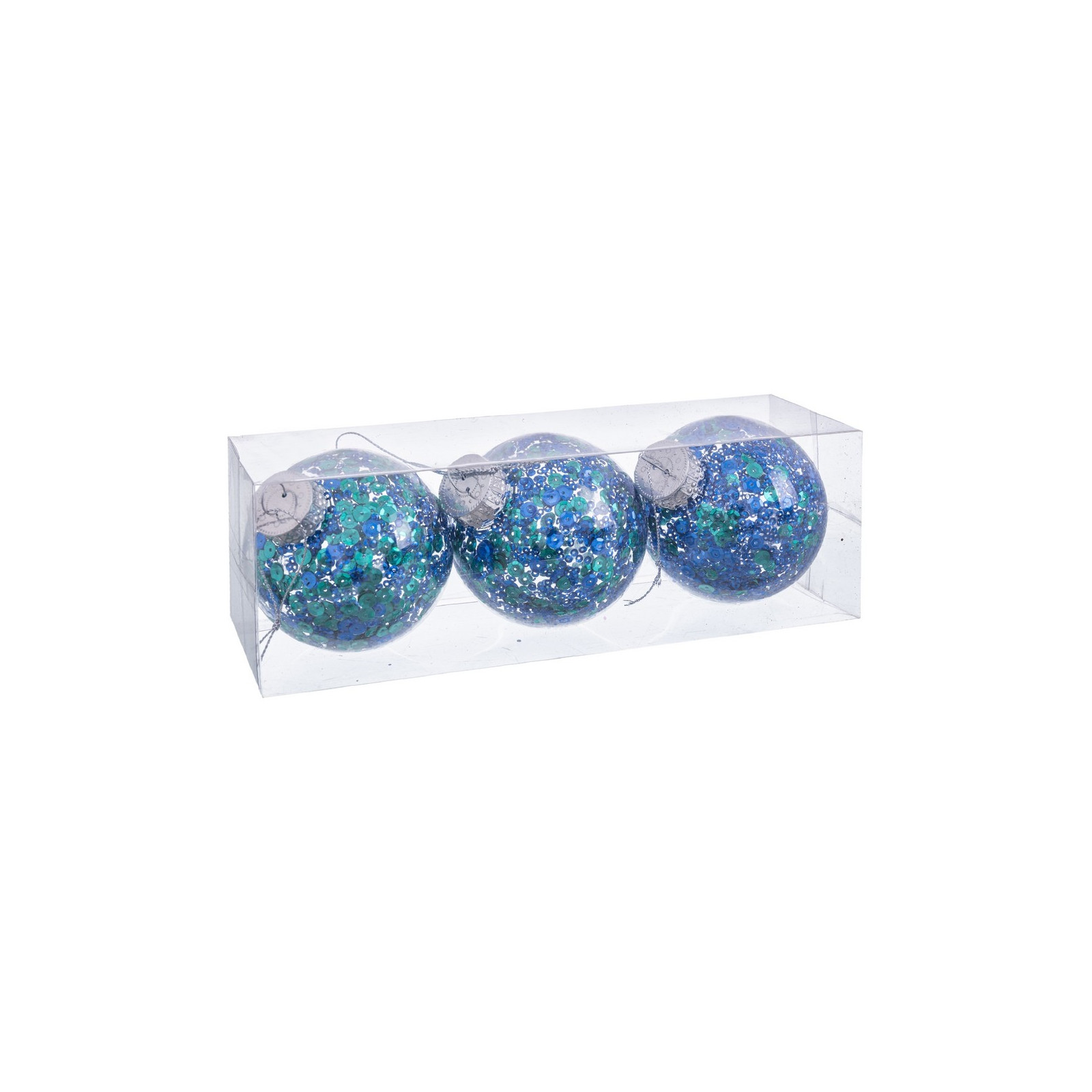 S 3 bolas azuis esverdeadas transparentes 8 x 8 x 8 cm