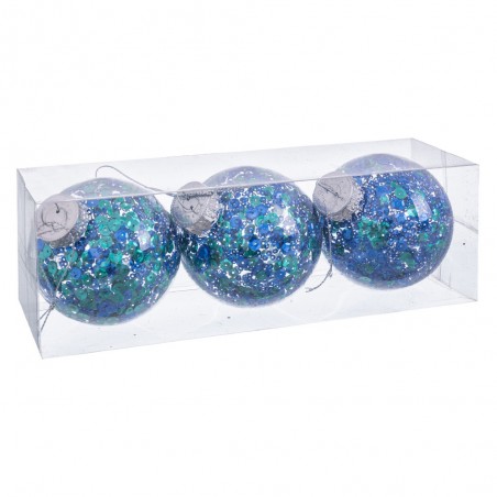 S 3 bolas azuis esverdeadas transparentes 8 x 8 x 8 cm