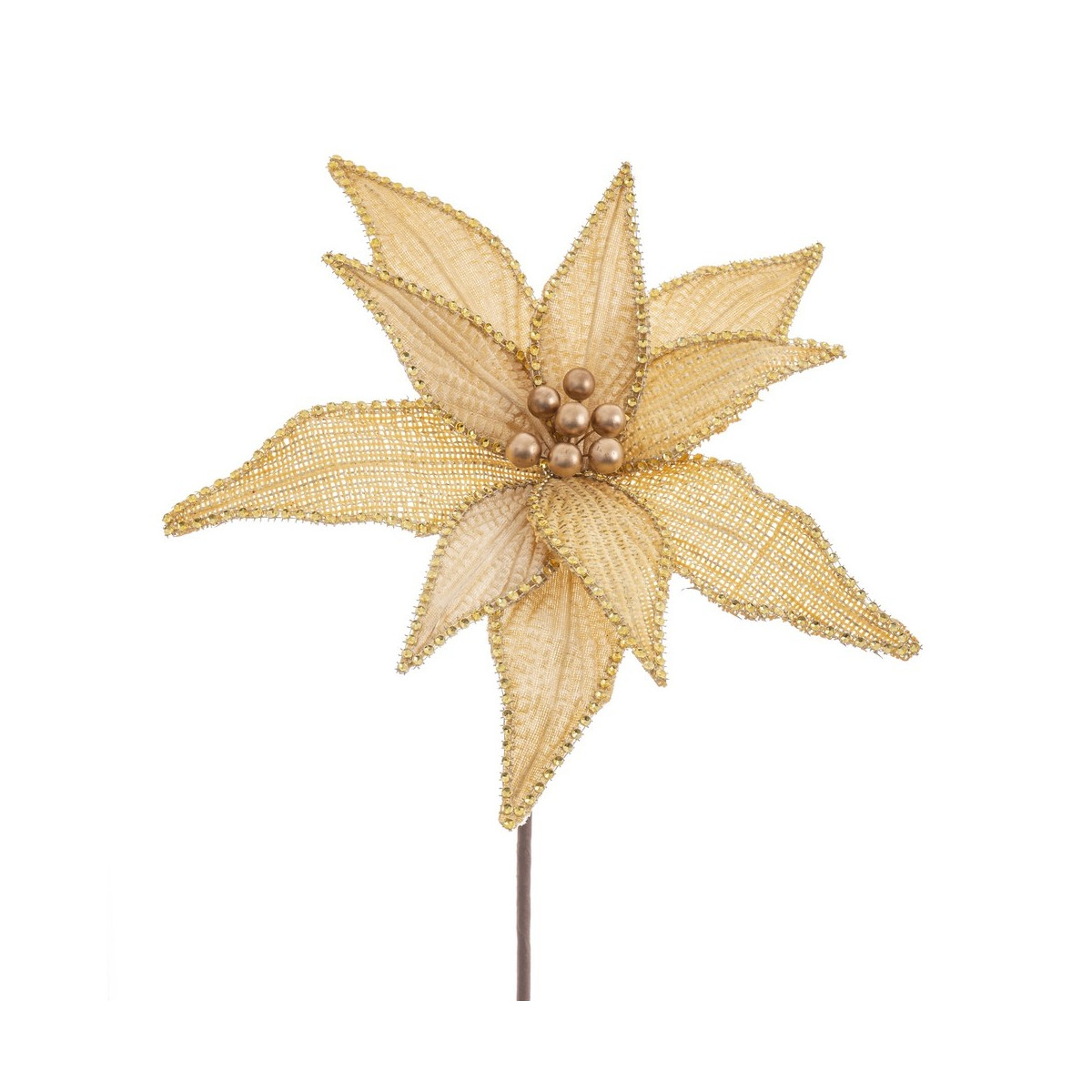 Flor poinsettia tecido ouro 30 x 65 cm