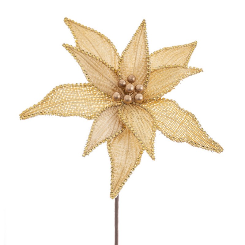 Flor poinsettia tecido ouro 30 x 65 cm