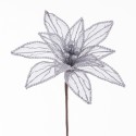 Flor poinsettia tecido prata 25 x 65 cm