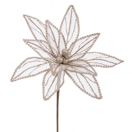 Tecido flor poinsétia champanhe 25 x 65 cm