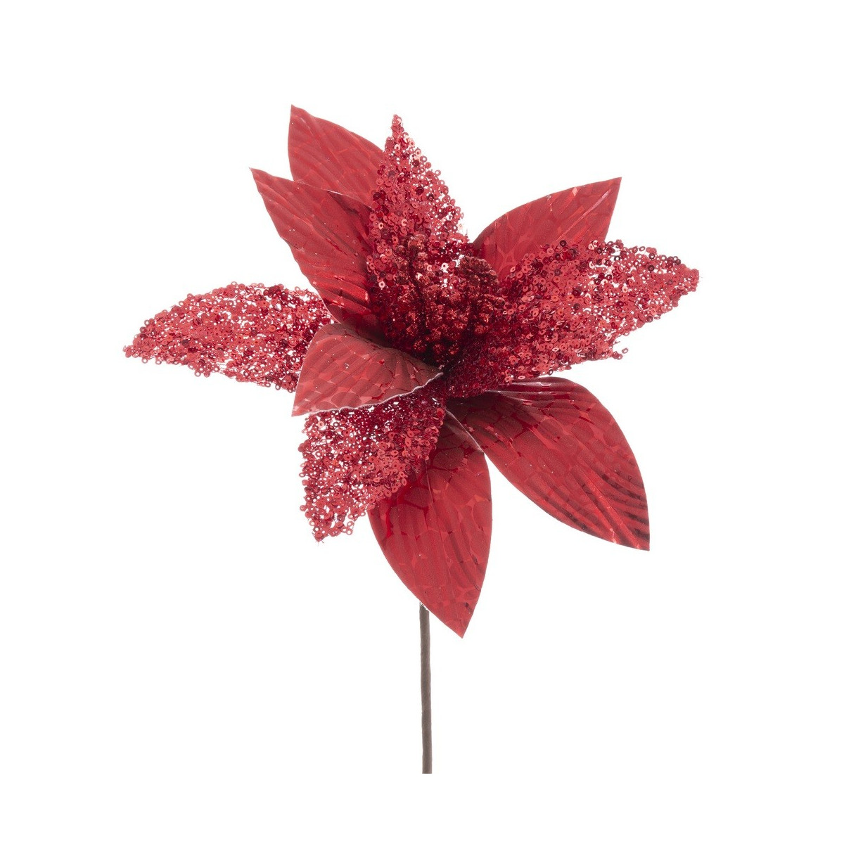 Flor poinsettia tecido vermelho 25 x 65 cm
