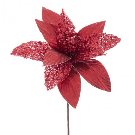 Flor poinsétia tecido vermelho 25 x 65 cm
