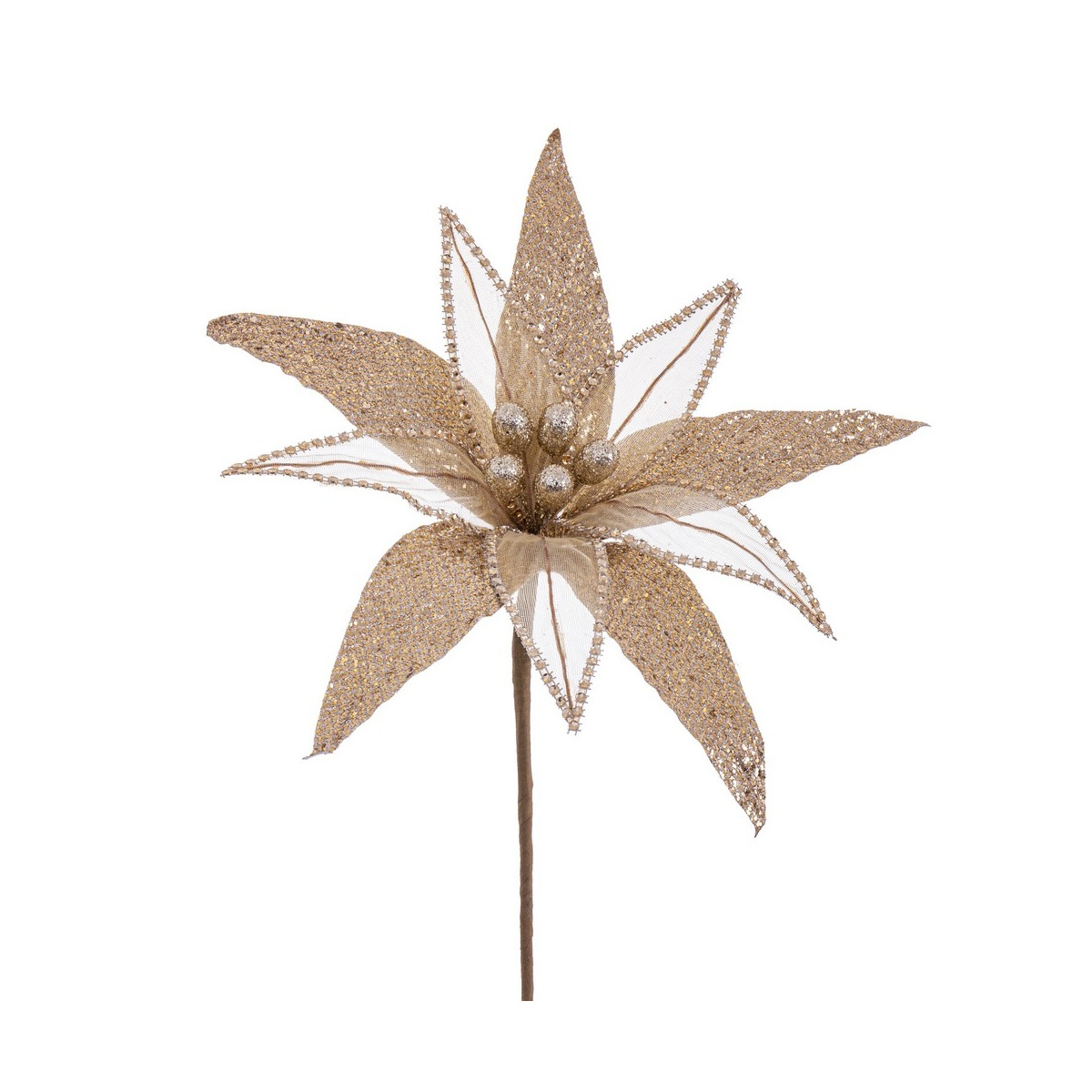 Flor de poinsettia tecido champanhe 30 x 65 cm