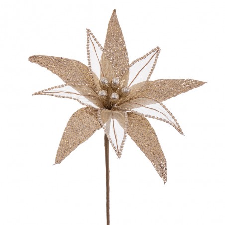 Flor de poinsettia tecido champanhe 30 x 65 cm