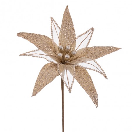 Tecido flor poinsétia champanhe 30 x 65 cm
