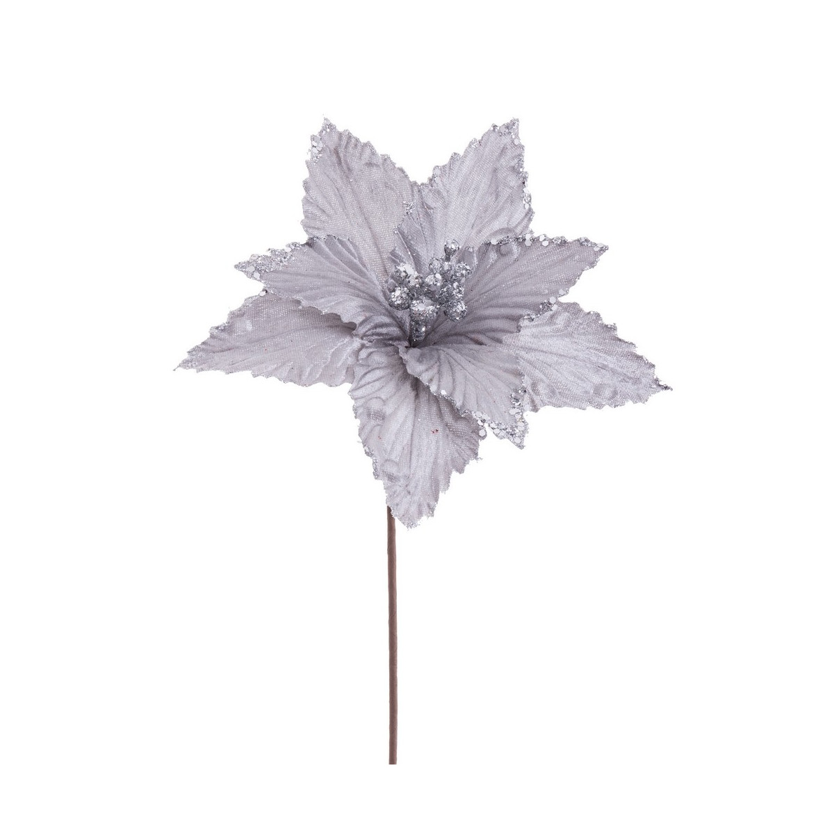 Poinsettia tecido prata 20 x 40 cm