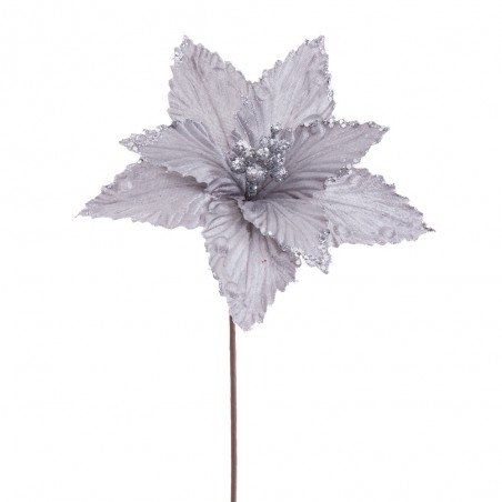 Poinsettia tecido prata 20 x 40 cm