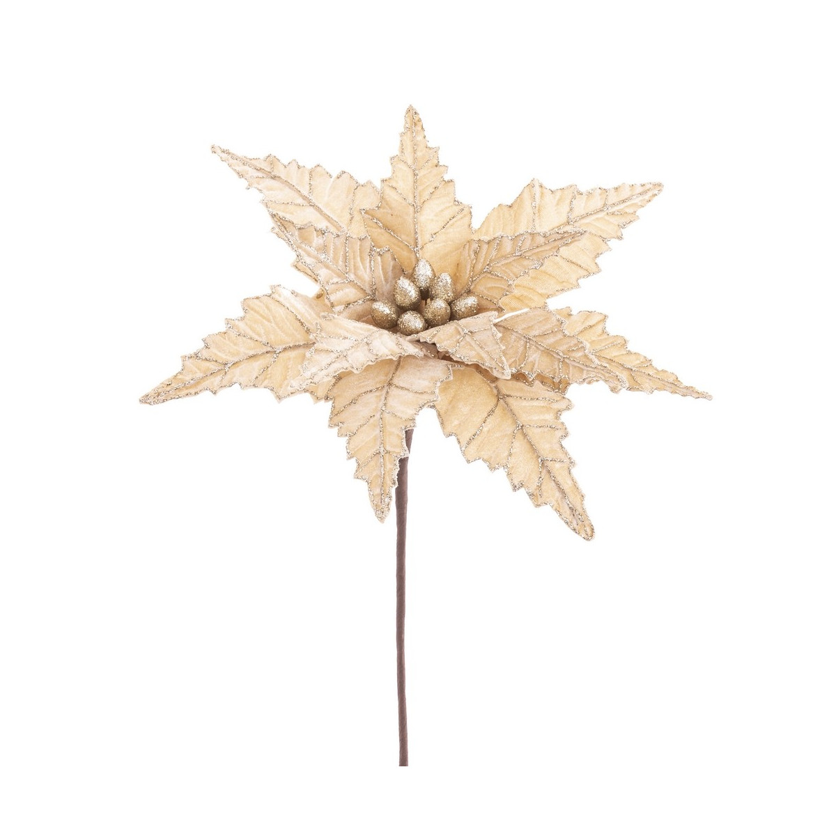 Flor de poinsettia tecido champanhe 35 x 58 cm