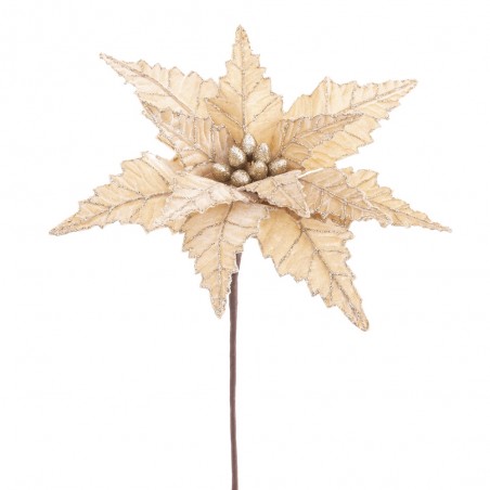 Tecido flor poinsétia champanhe 35 x 58 cm