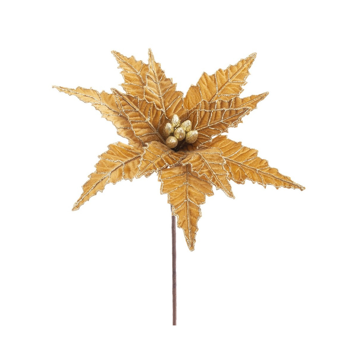 Flor poinsettia tecido ouro 35 x 58 cm
