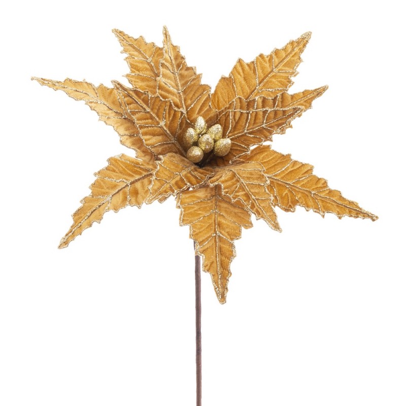 Flor poinsettia tecido ouro 35 x 58 cm