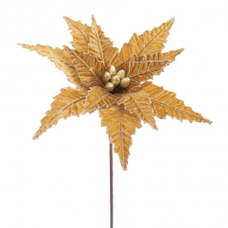Flor poinsétia tecido dourado 35 x 58 cm