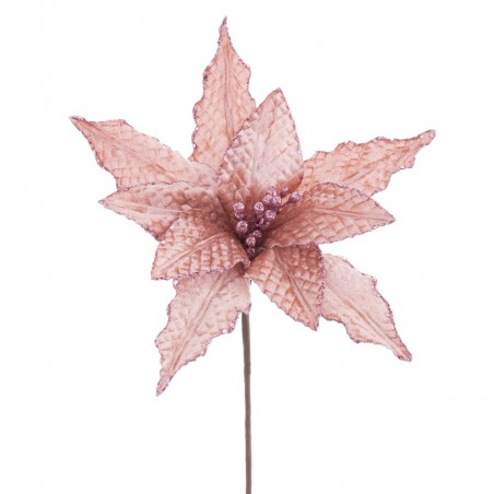 Flor poinsettia tecido rosa 25 x 47 cm
