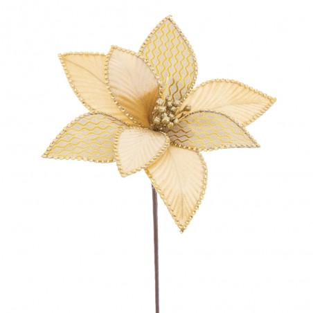 Tecido de flor poinsétia ouro 25 x 55 cm