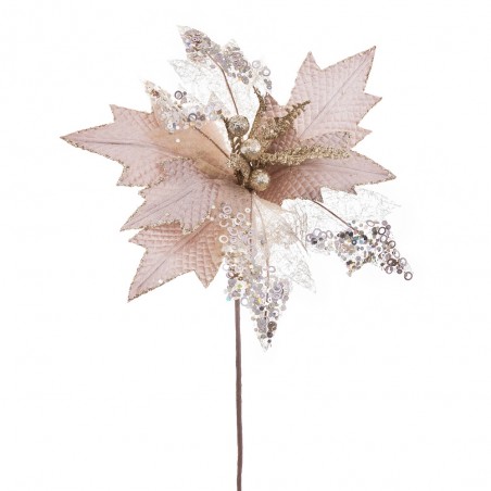 Tecido flor poinsétia champanhe 30 x 60 cm