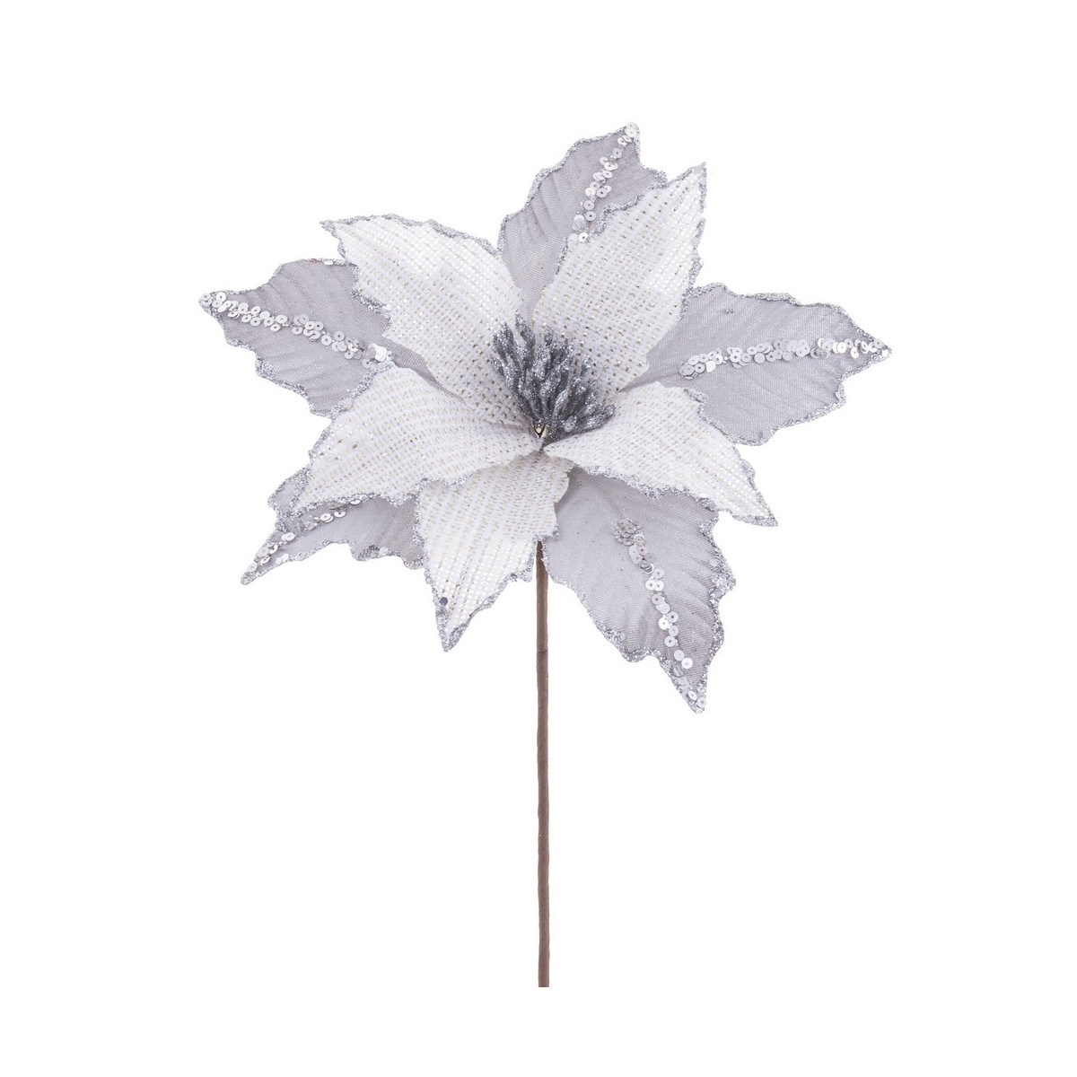 Flor poinsettia tecido prata 28 x 44 cm