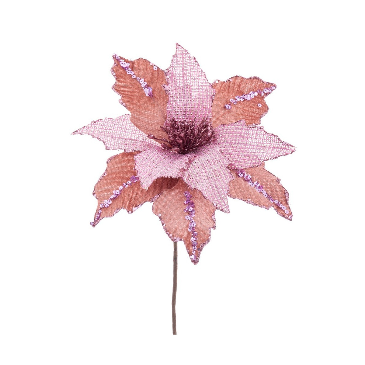 Flor de poinsettia tecido rosa 28 x 44 cm