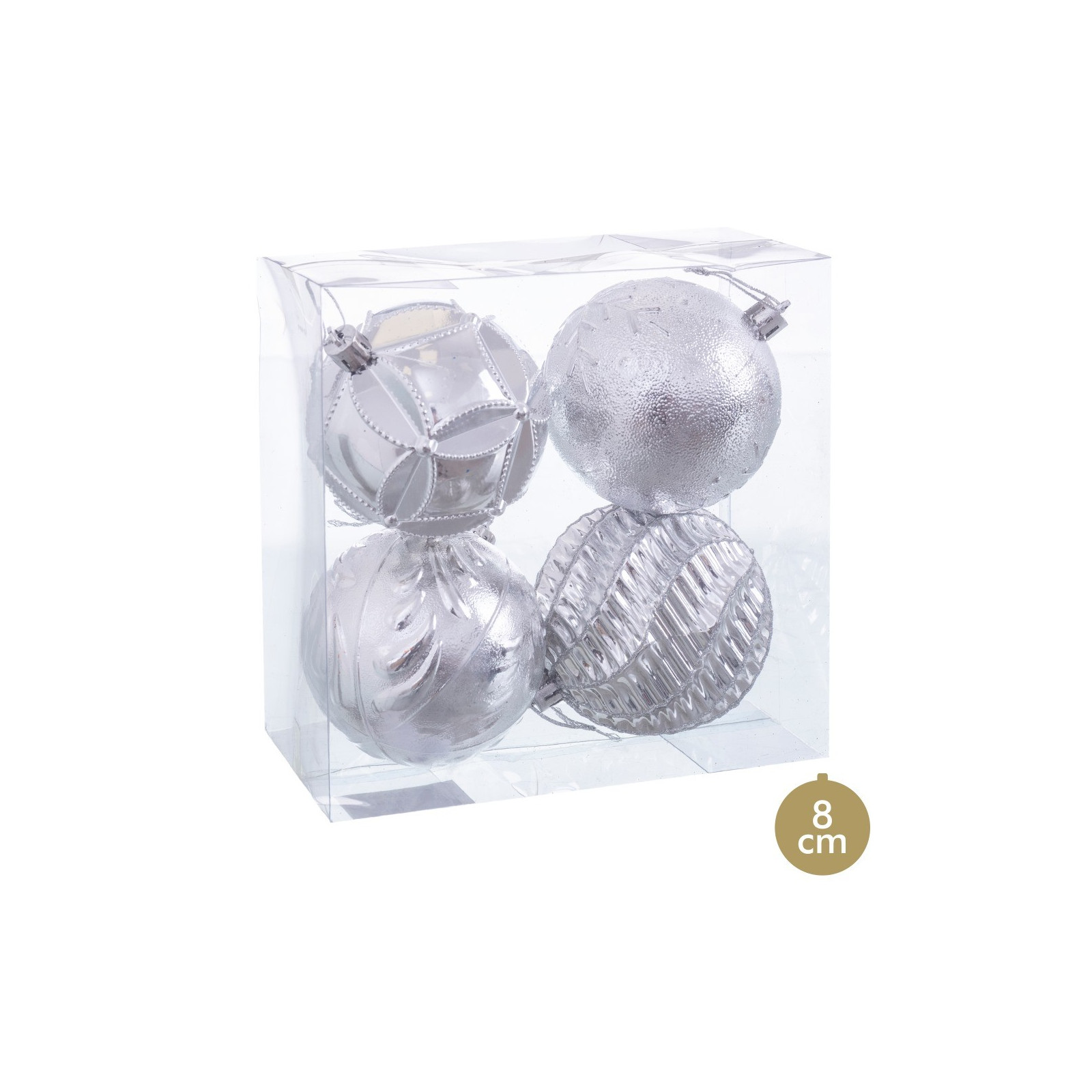 S 4 bolas prata 8 x 8 x 8 cm