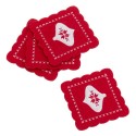 S 4 souscopos bordados de feltro vermelho