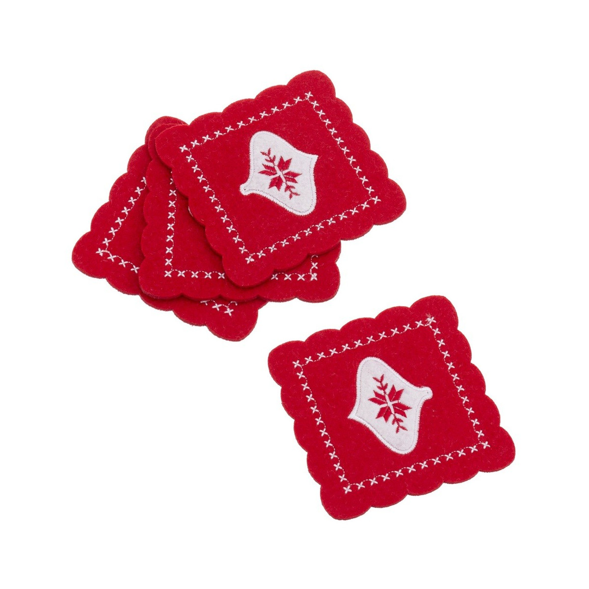 S 4 souscopos bordados de feltro vermelho