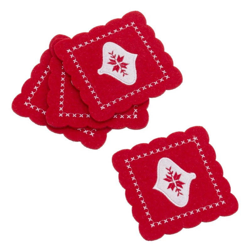 S 4 souscopos bordados de feltro vermelho