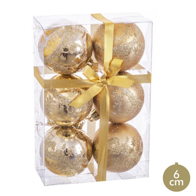 S 6 bolas cervo ouro 6 x 6 x 6 cm