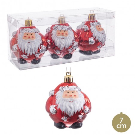 S 3 bolas papai noel vermelho 7 x 7 x 7 cm