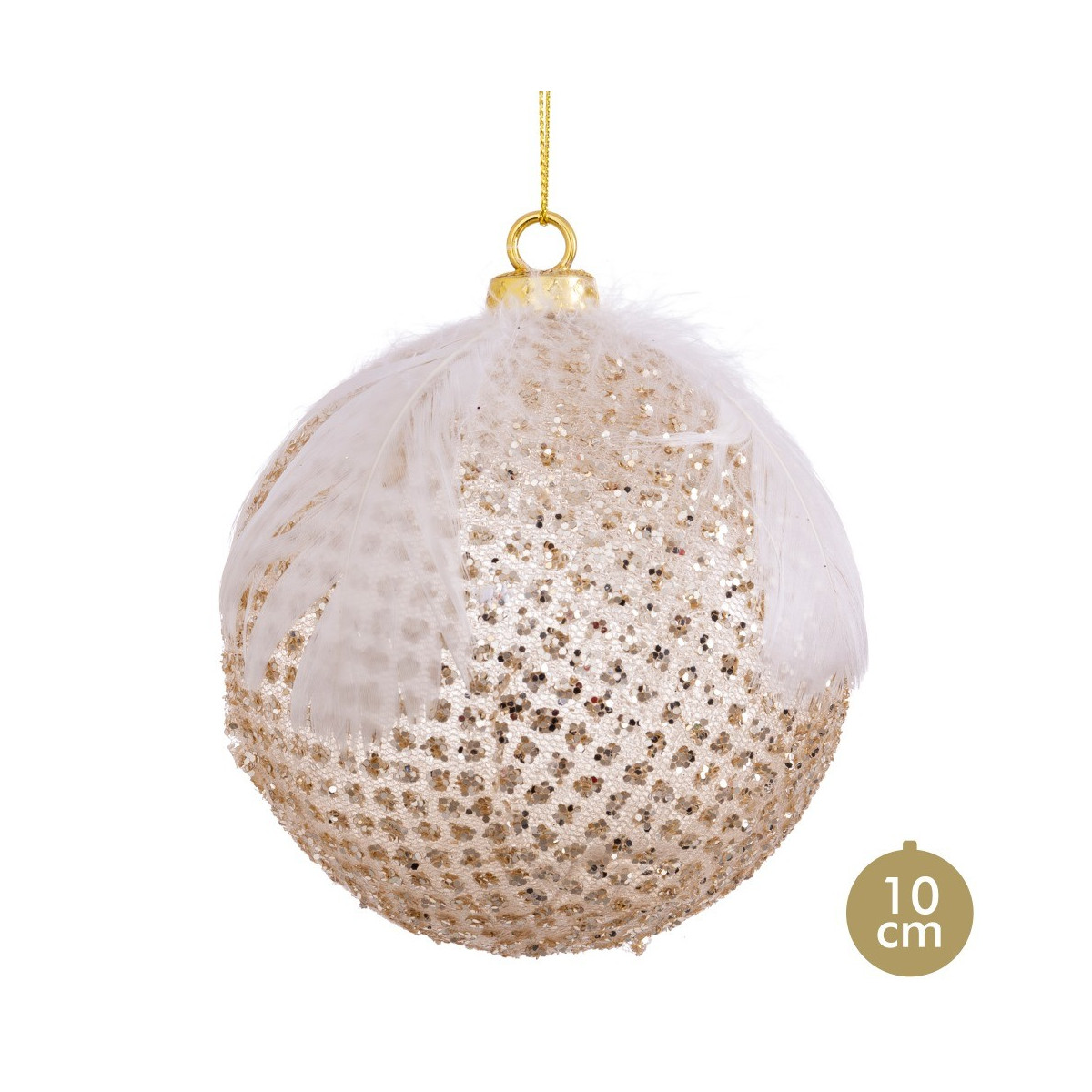 Bola decorada pluma 10 x 10 x 10 cm
