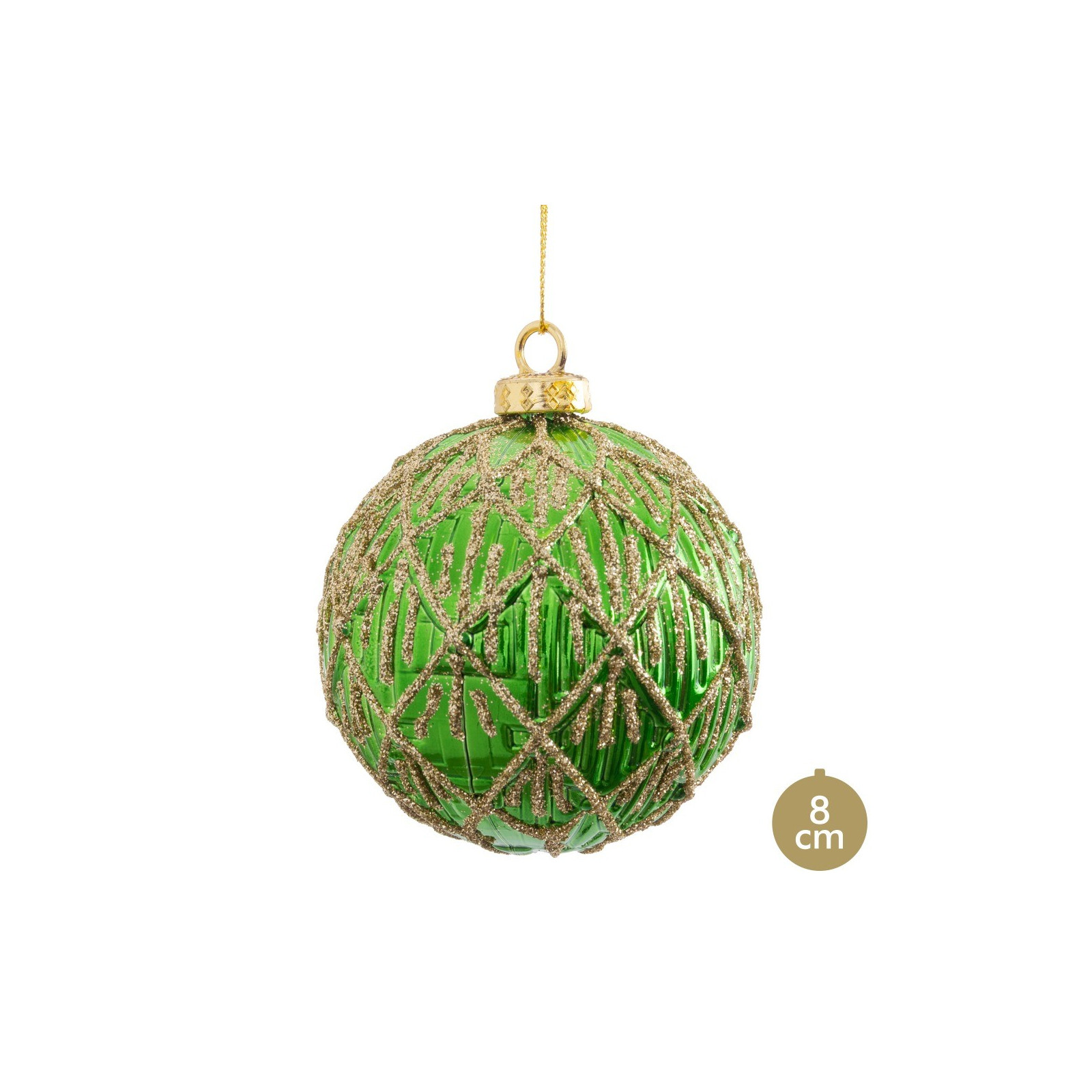 Bola verde decorada 8 x 8 x 8 cm