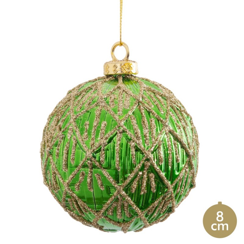 Bola verde decorada 8 x 8 x 8 cm