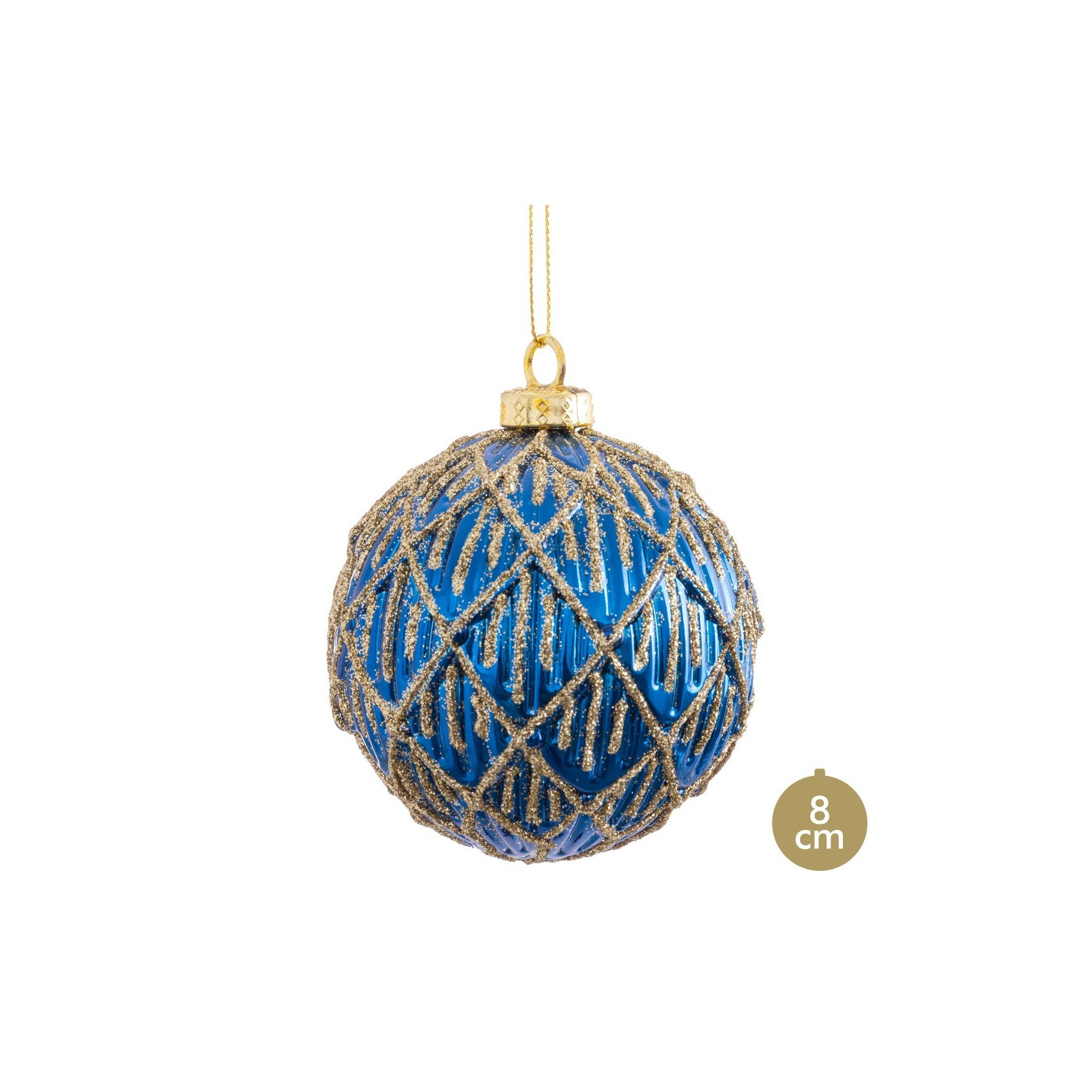 Bola decorada em azul 8 x 8 x 8 cm