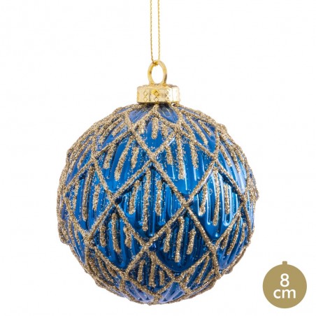 Bola decorada em azul 8 x 8 x 8 cm