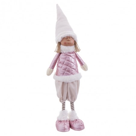 Boneca menina de pé tecido rosa para Natal 22 x 11 x 62 cm