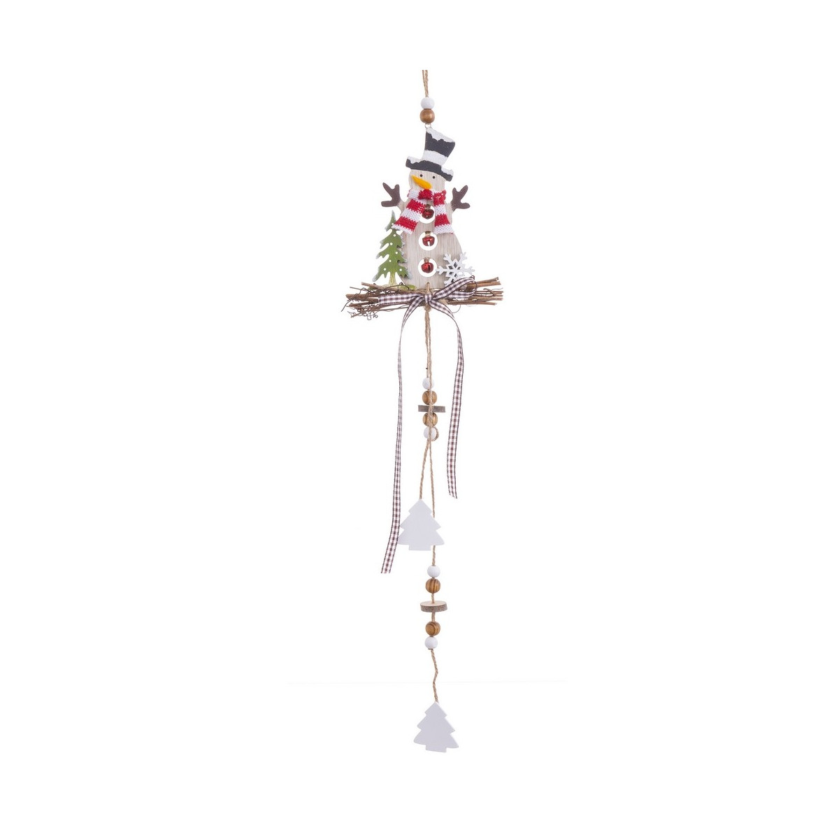 Guirlanda boneco de neve madeira 58 x 12 cm