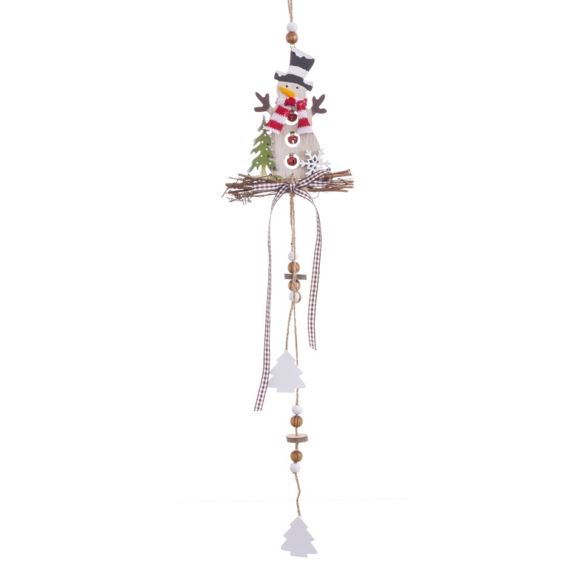 Guirlanda boneco de neve madeira 58 x 12 cm
