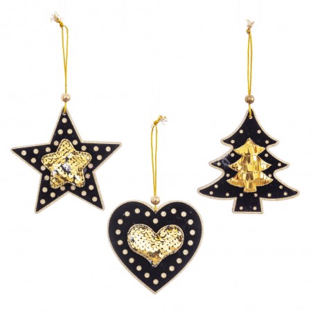 Colgante figuras preto ouro 3 m 10,50 x 10 x 1 cm