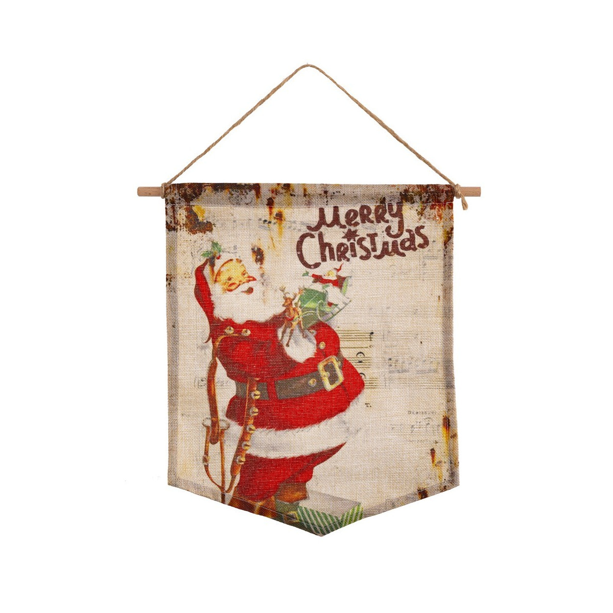 Bandeirola papai noel poliéster 35 x 28 cm
