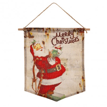 Bandeirola papai noel poliéster 35 x 28 cm