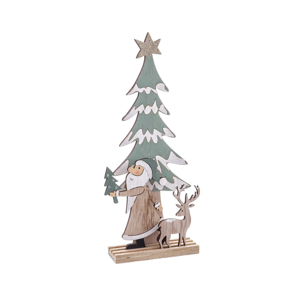 Base árvore papai noel madeira 12 x 30 cm