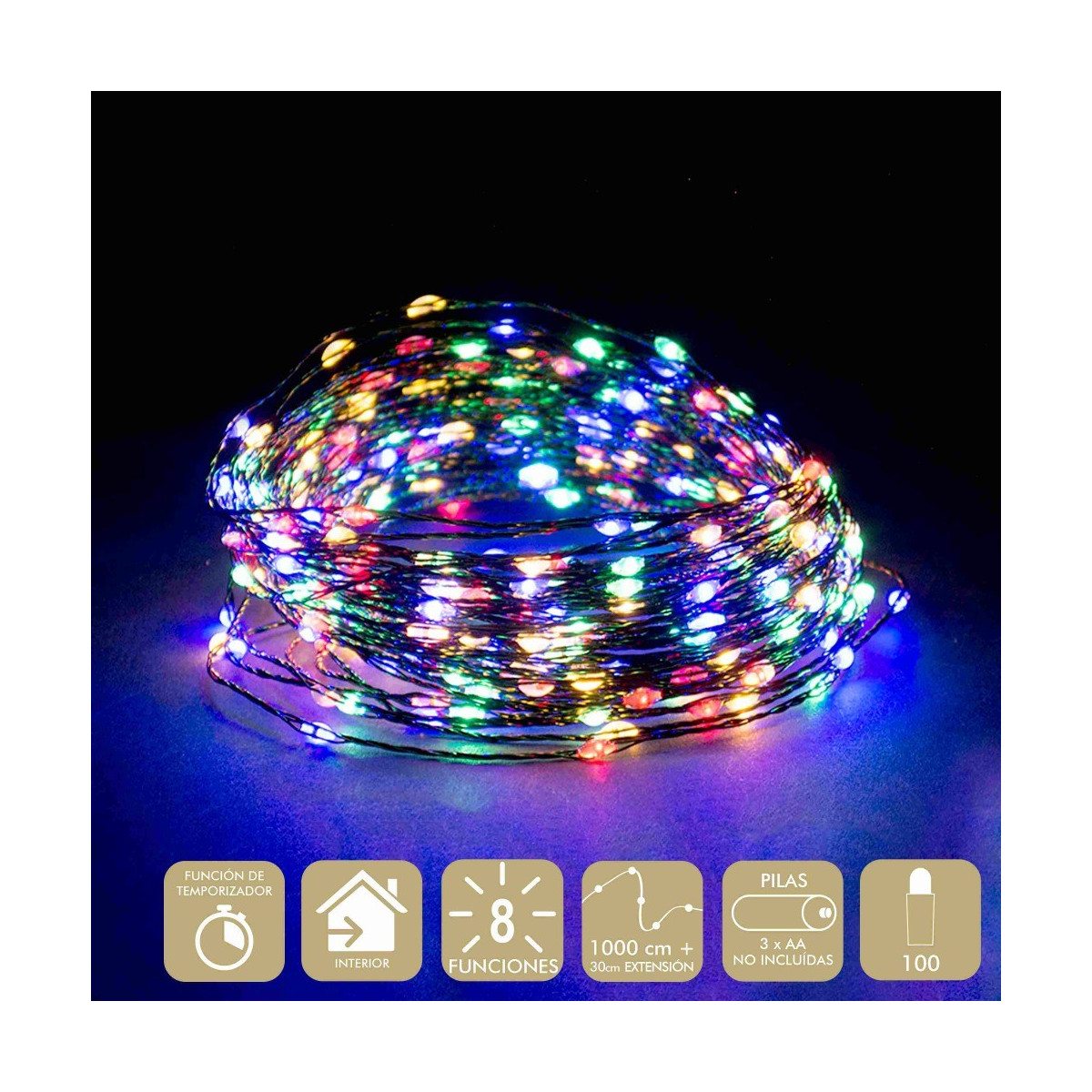100 micro led 8 funções multicores
