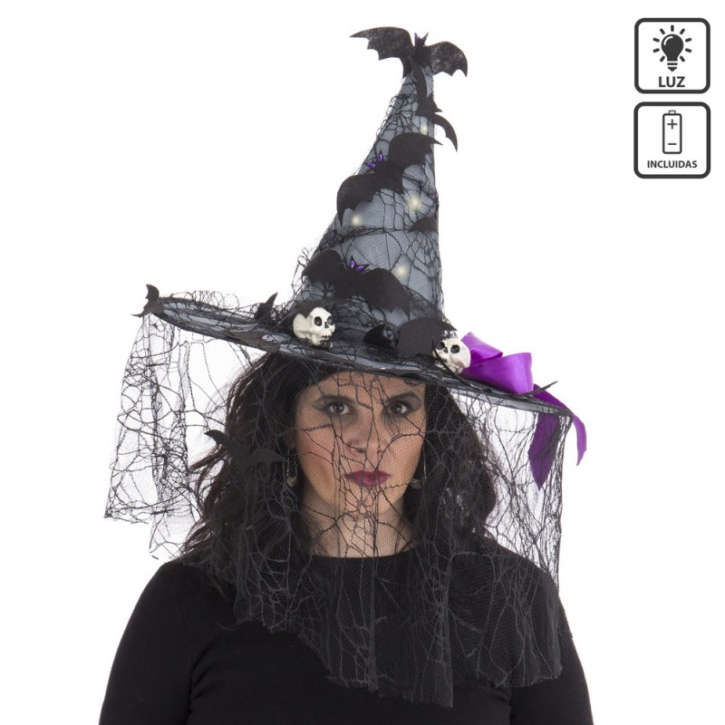 Chapéu de bruxa com luz 46 x 46 x 41 cm