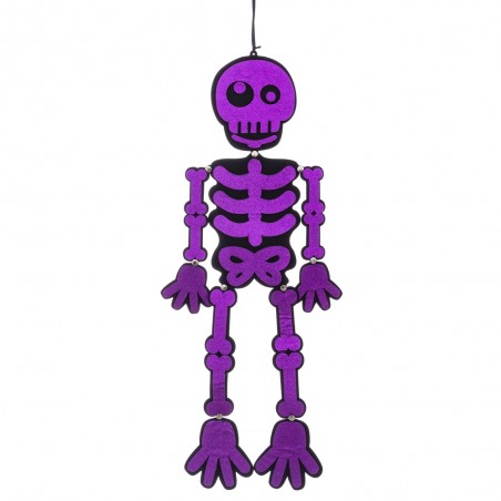 Esqueleto roxo com purpurina de poliéster 25 x 0 30 x 82 cm
