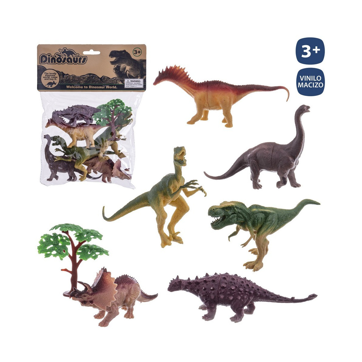 Dinossauro s 6 com acessórios de vinil 16 cm