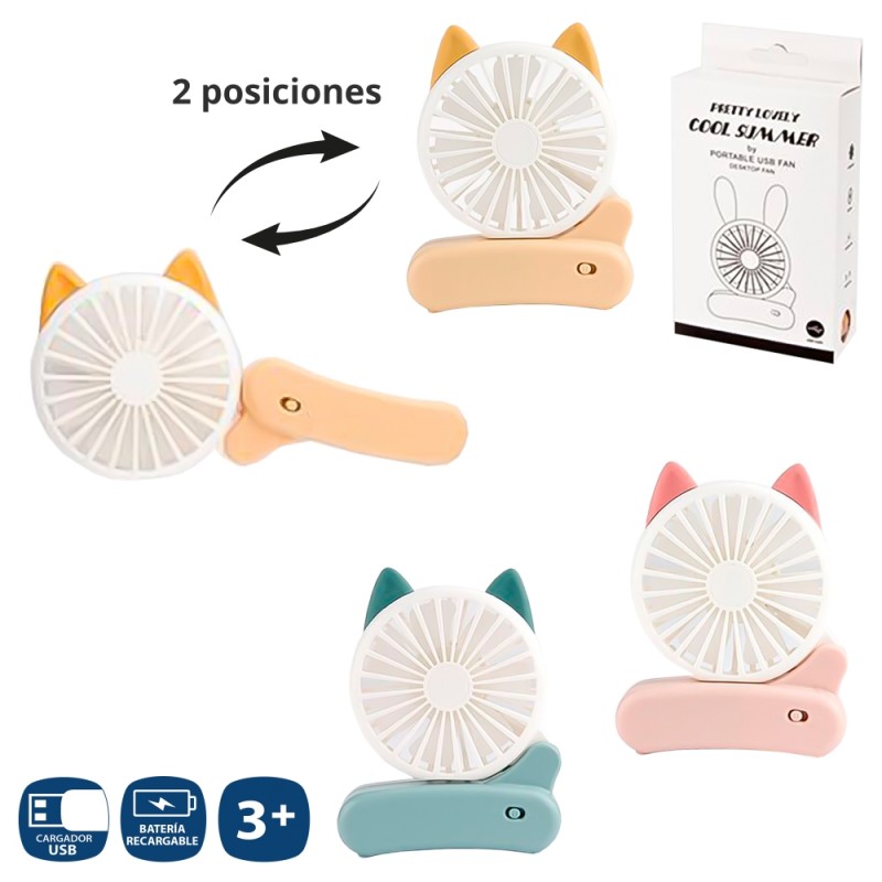 Ventilador elétrico recarregável sobrem 3 c 17 cm