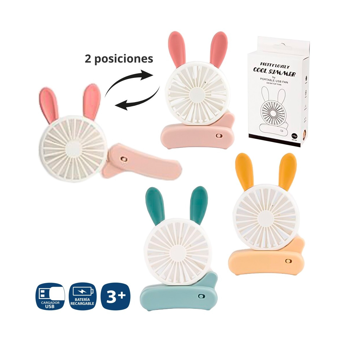 Ventilador elétrico recarregável de mesa 3 c 17 cm