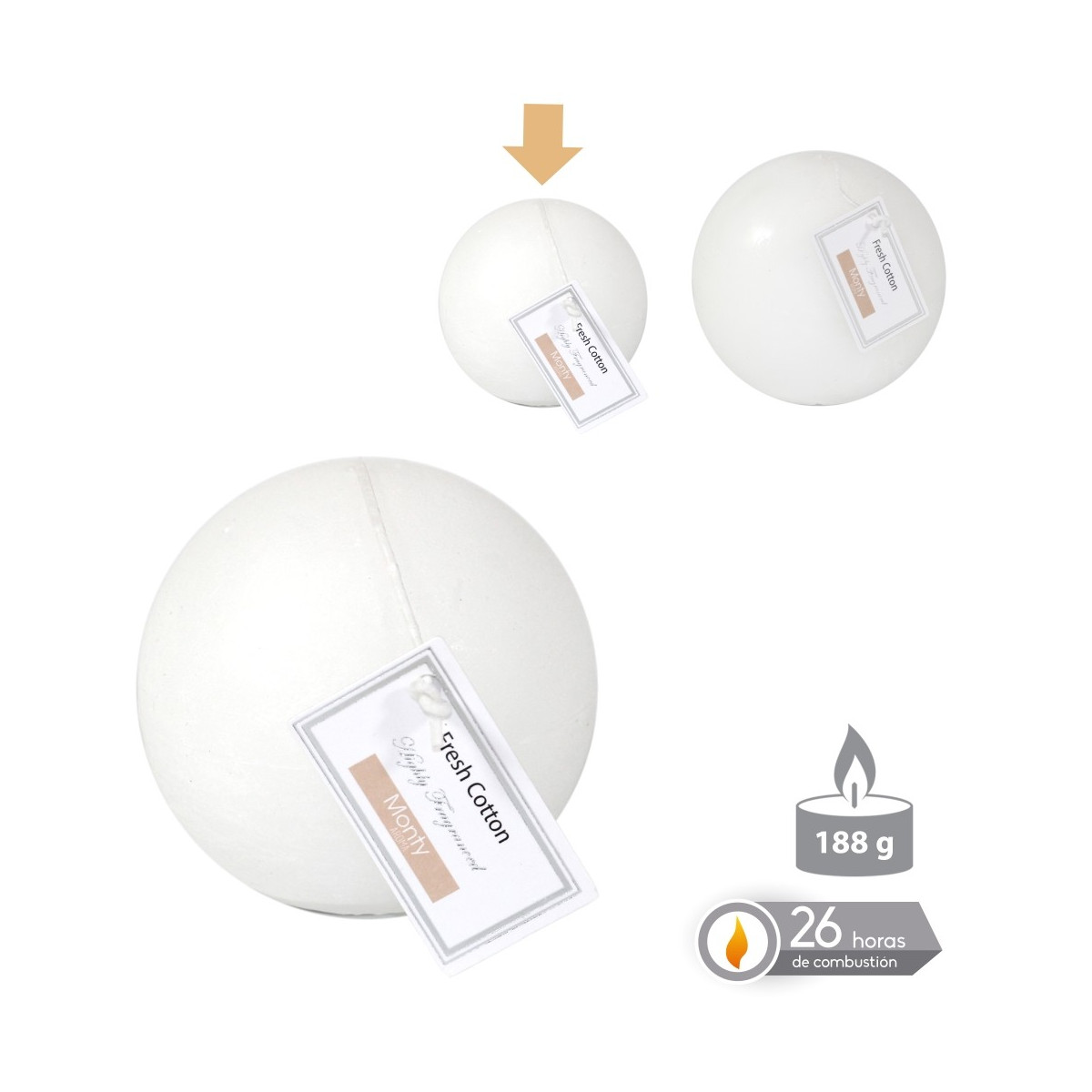 Vela bola perfumada branca 7 50 cm