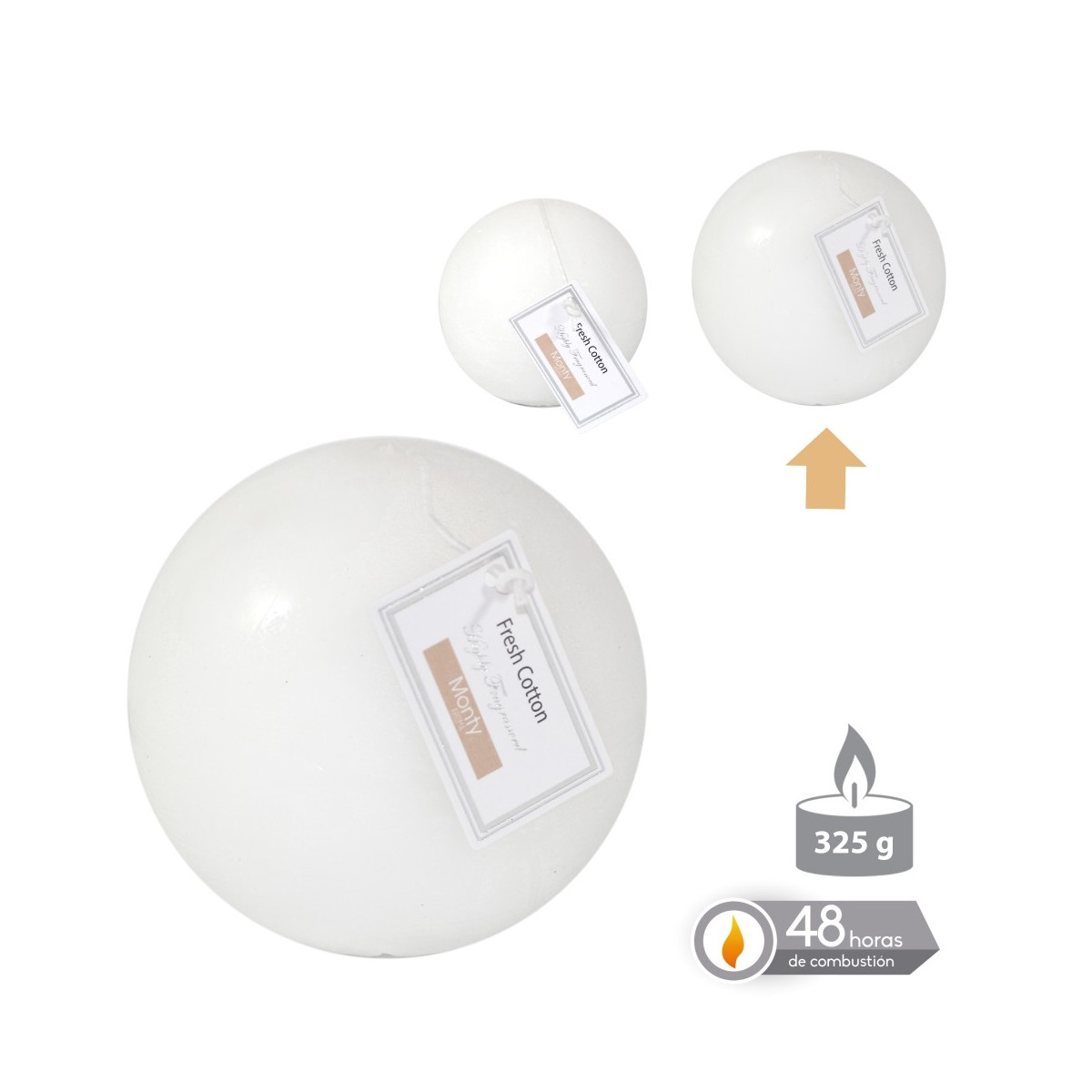 Vela bola perfumada branca 9 cm