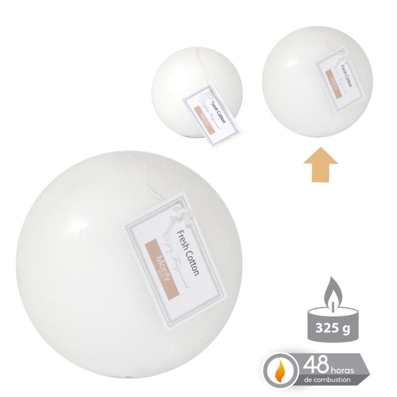 Vela bola perfumada branca 9 cm